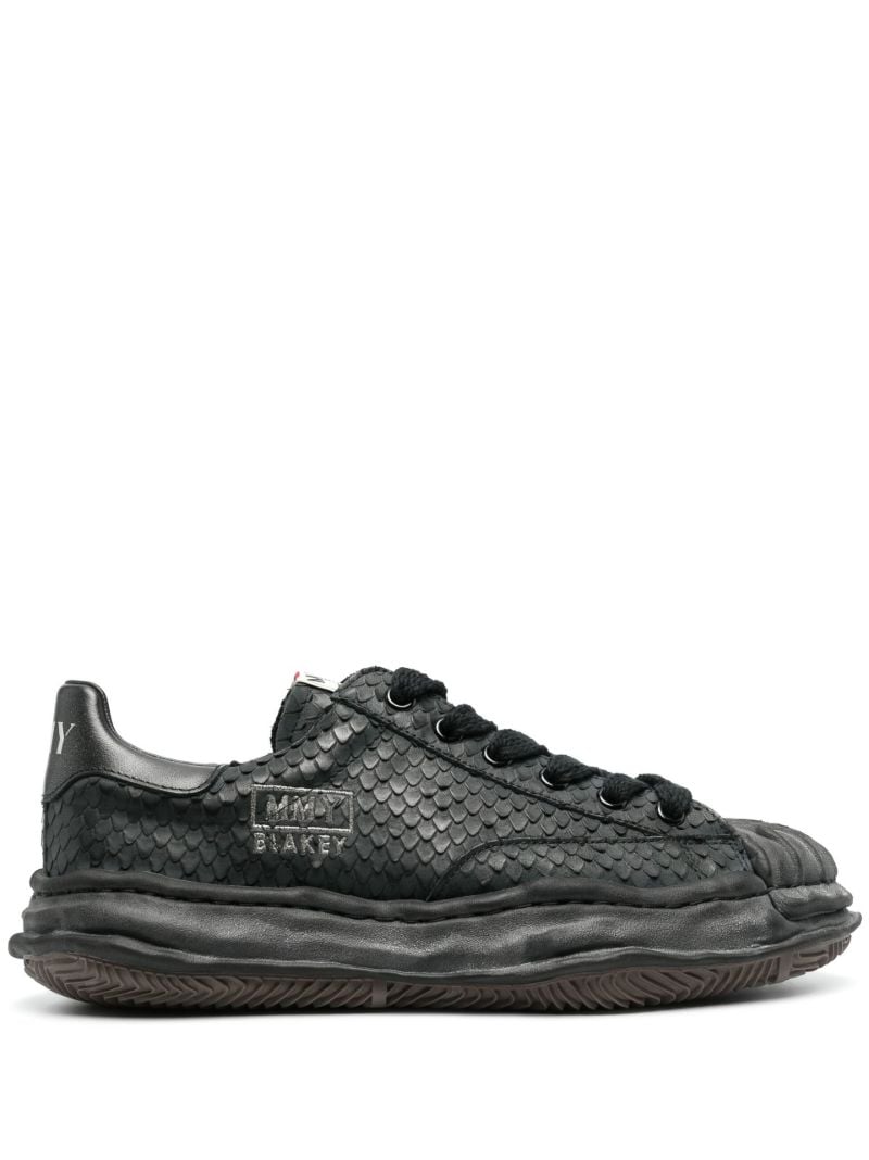 Black Blakey Snakeskin Effect Low-top Sneakers