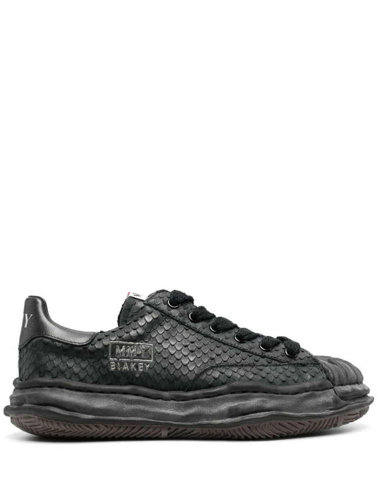 Black Blakey Snakeskin Effect Low-top Sneakers