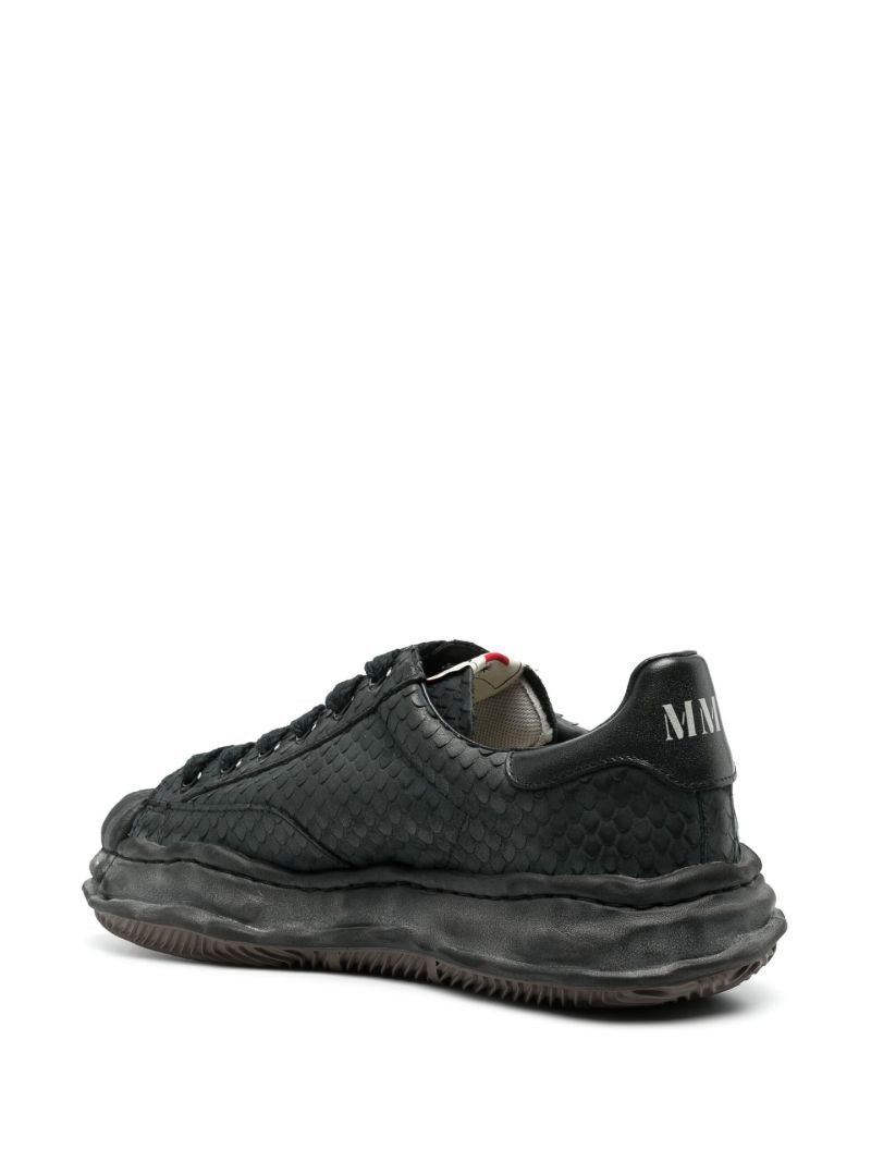 Black Blakey Snakeskin Effect Low-top Sneakers