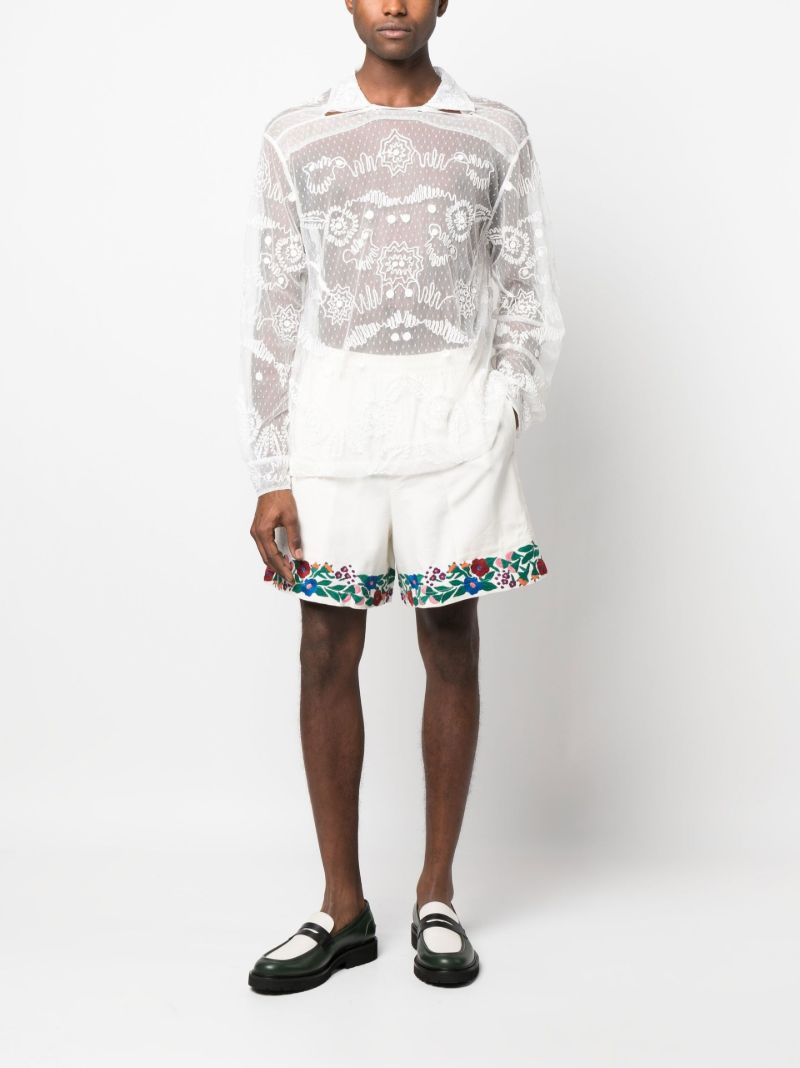 White Contour Embroidered Shirt