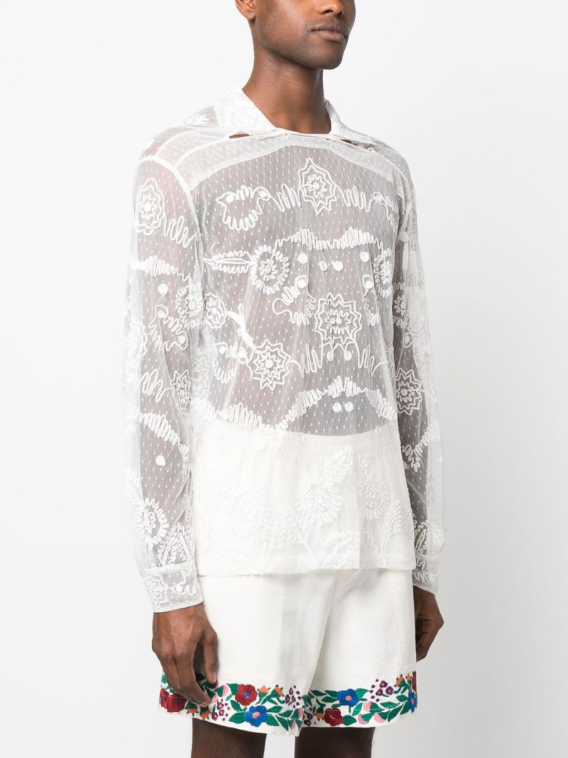 White Contour Embroidered Shirt