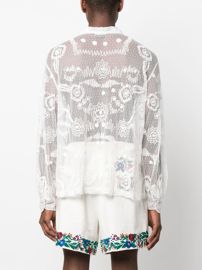 White Contour Embroidered Shirt