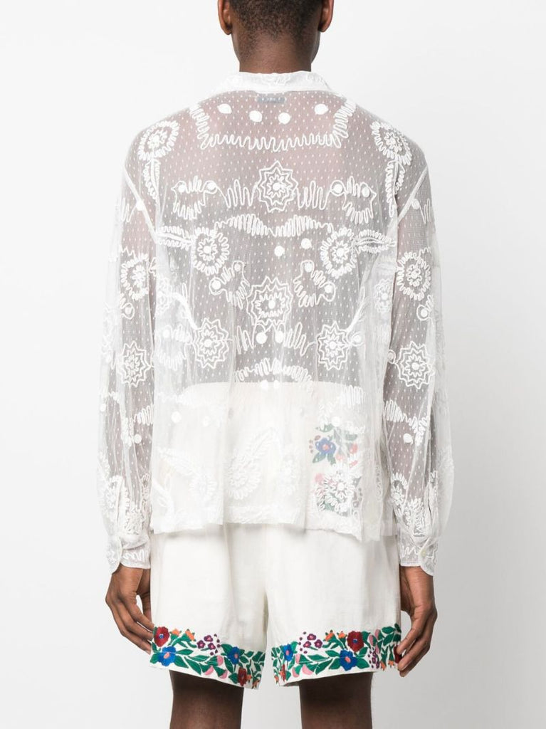 White Contour Embroidered Shirt