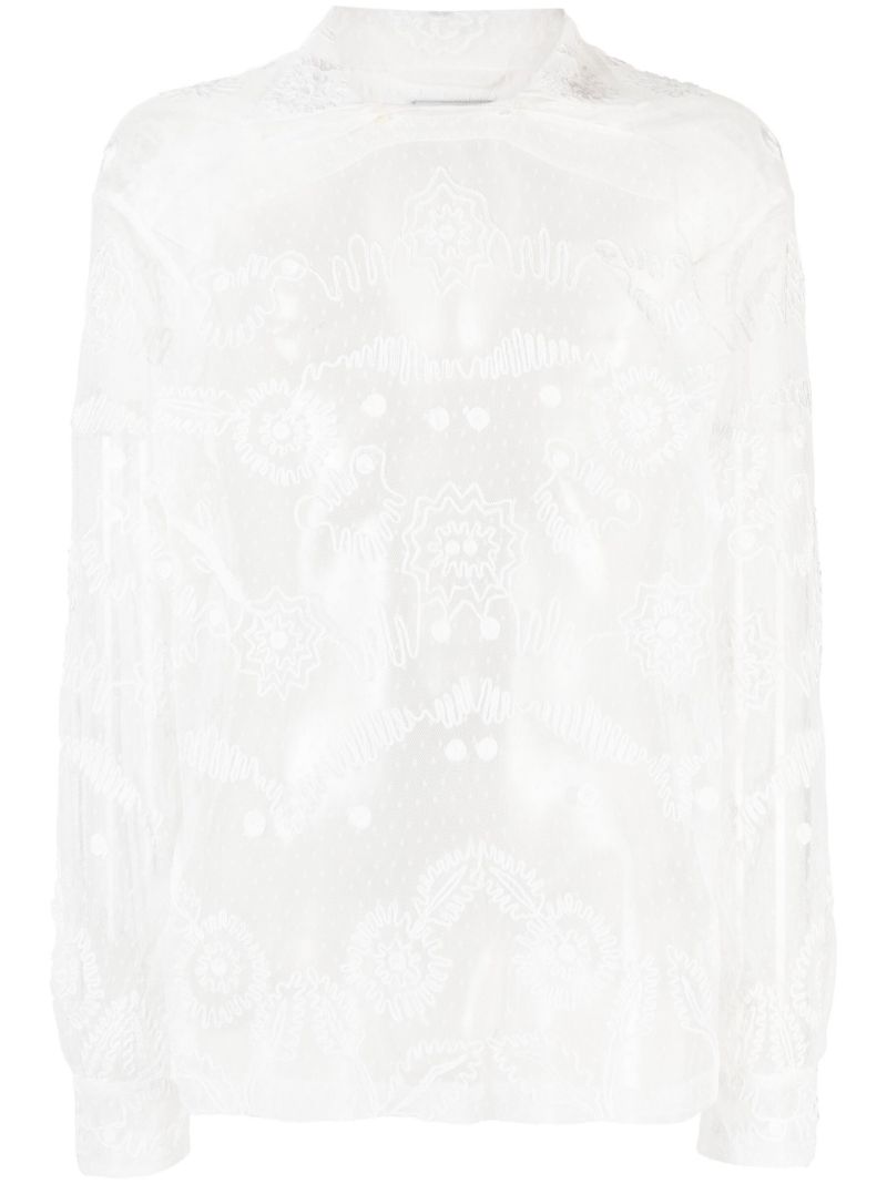 White Contour Embroidered Shirt