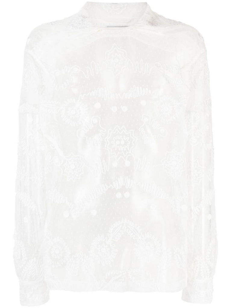 White Contour Embroidered Shirt