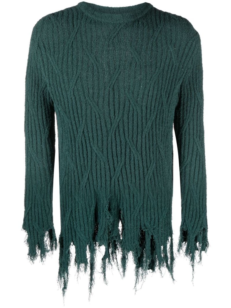 Green Cedid Frayed Sweater