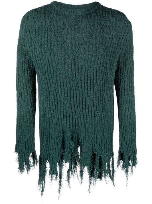 Green Cedid Frayed Sweater