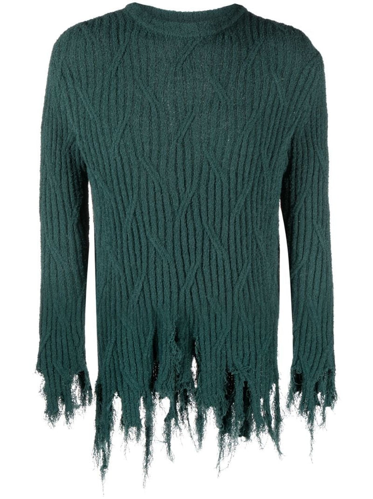Green Cedid Frayed Sweater