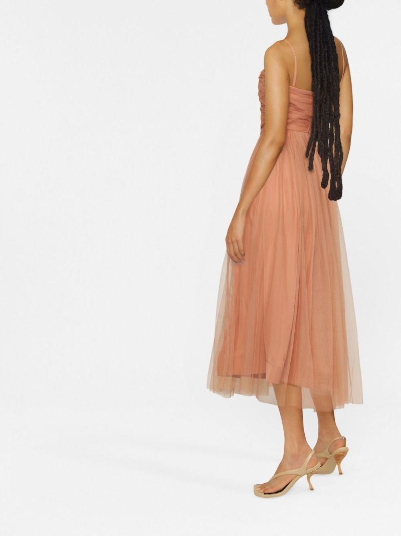 Pink Tulle Overlay Midi Dress