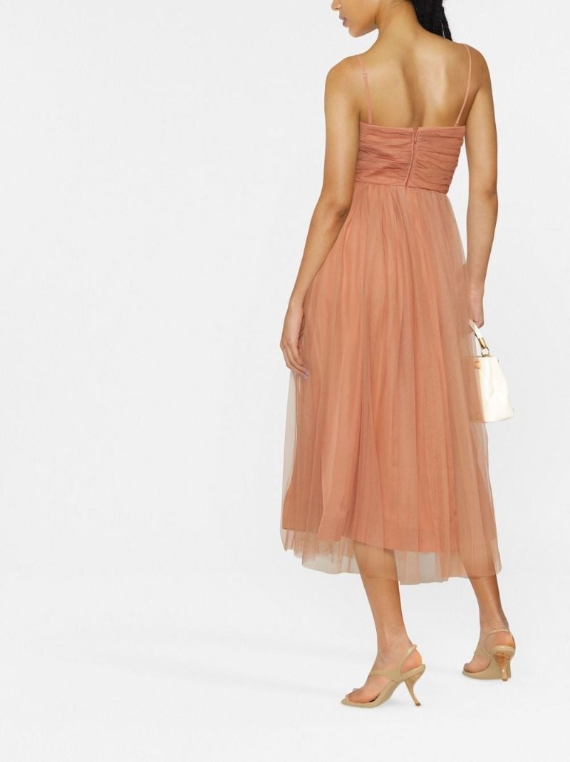Pink Tulle Overlay Midi Dress