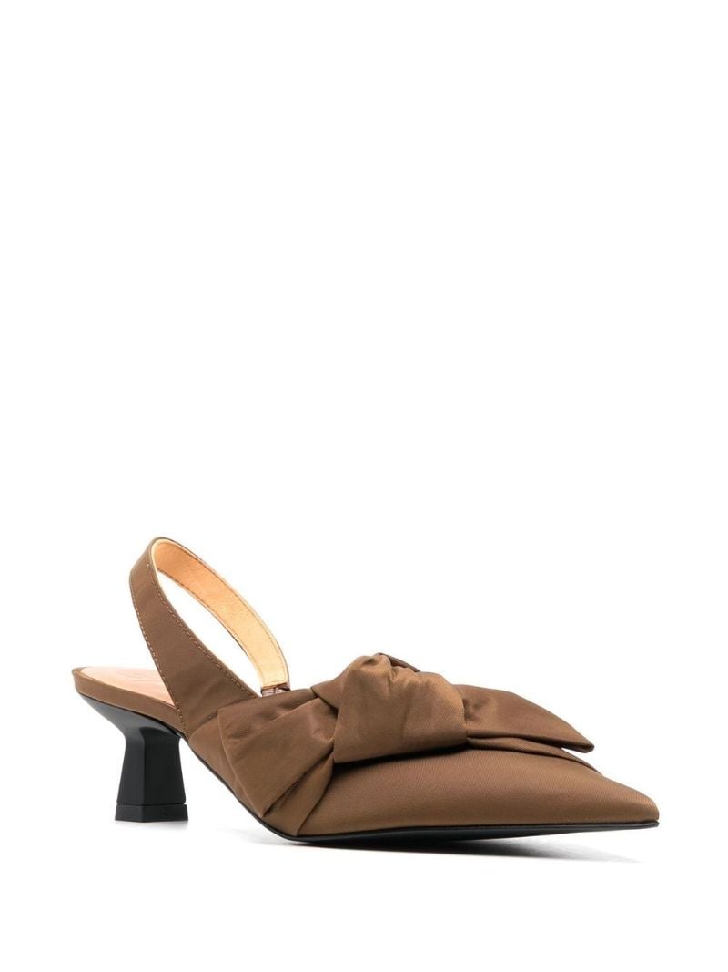 Brown Bow Detail Slingback Pumps