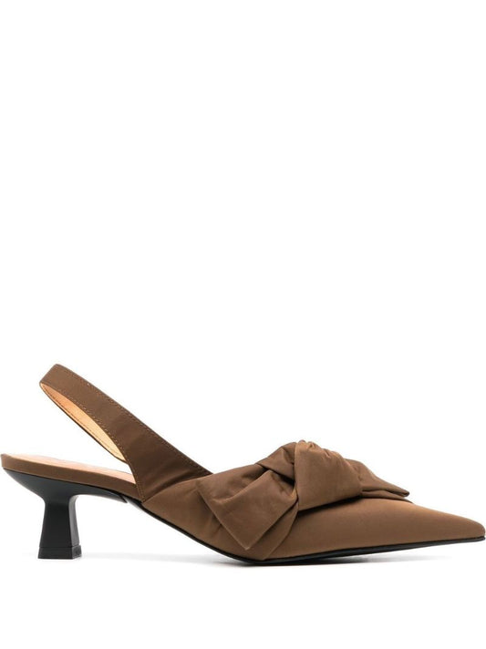 Brown Bow Detail Slingback Pumps