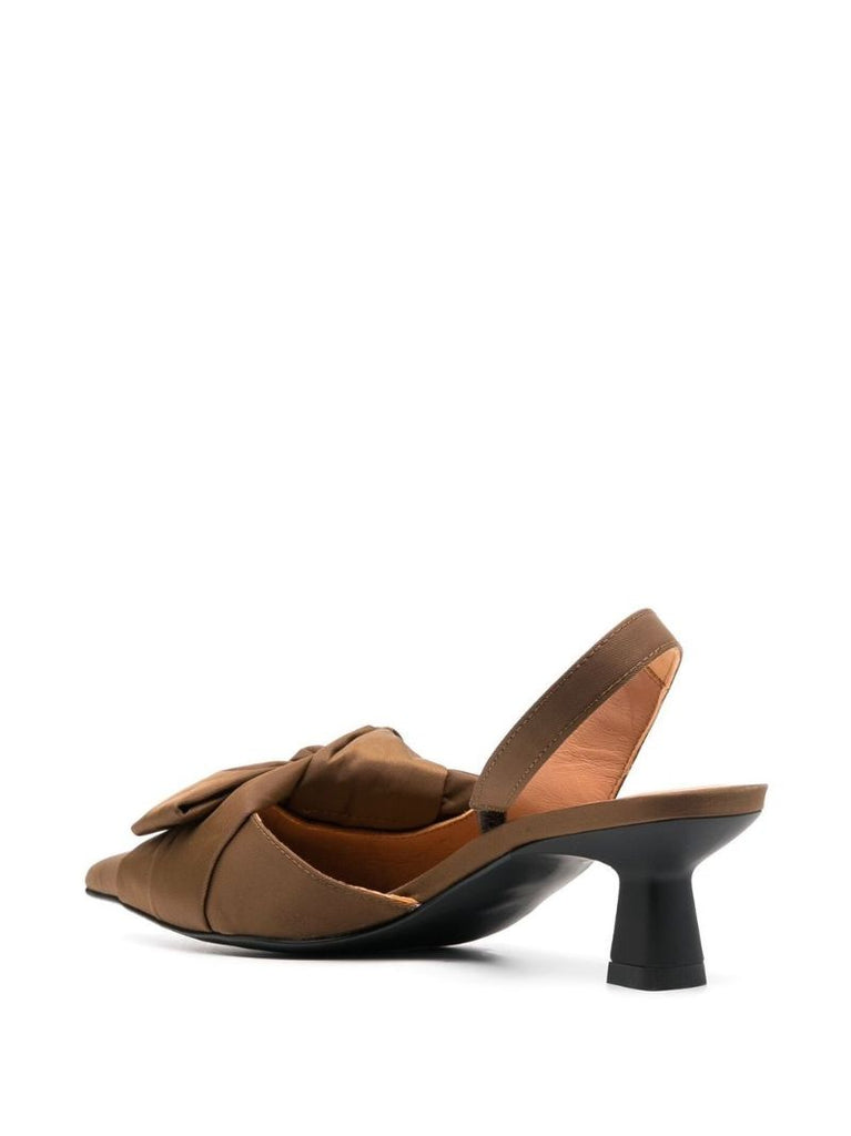 Brown Bow Detail Slingback Pumps