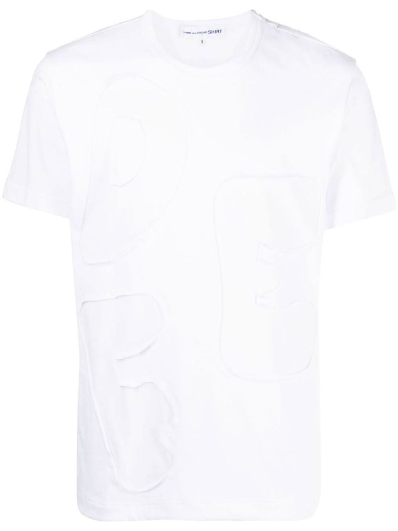 White Logo AppliquÃ_x0083_Â© Cotton T-shirt