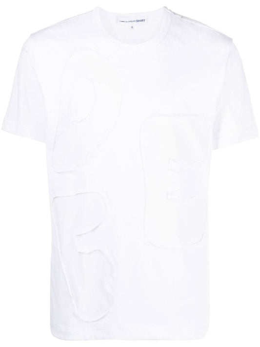 White Logo AppliquÃ_x0083_Â© Cotton T-shirt
