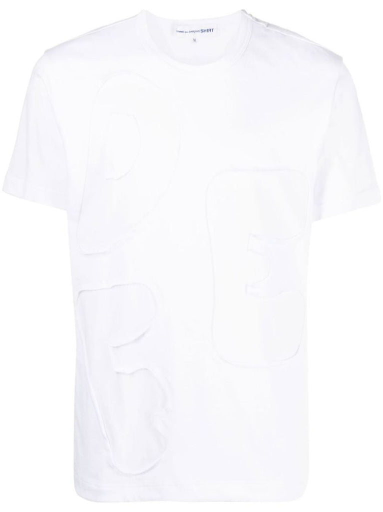 White Logo AppliquÃ_x0083_Â© Cotton T-shirt