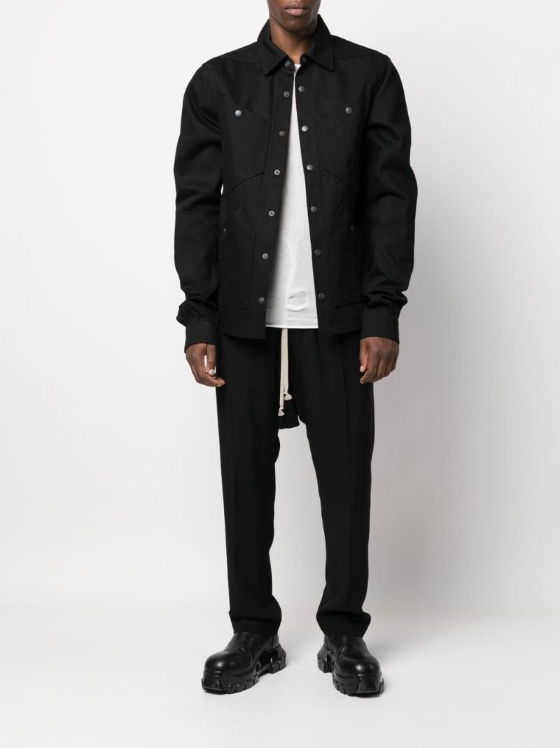 Black Cotton Denim Shirt Jacket