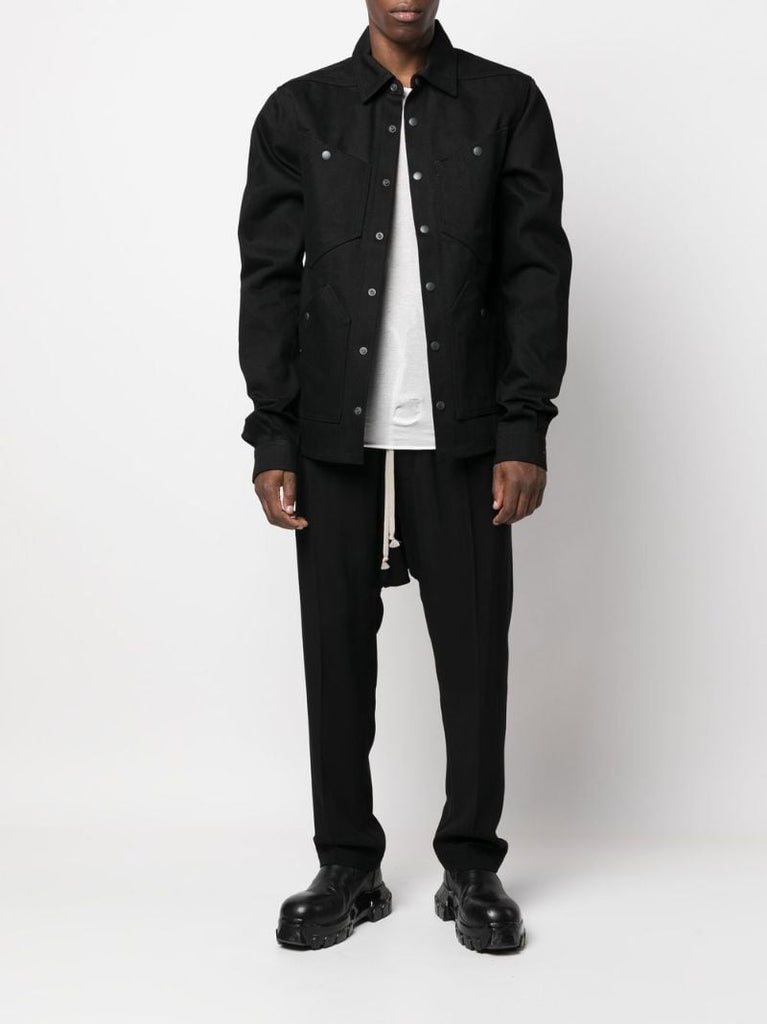 Black Cotton Denim Shirt Jacket