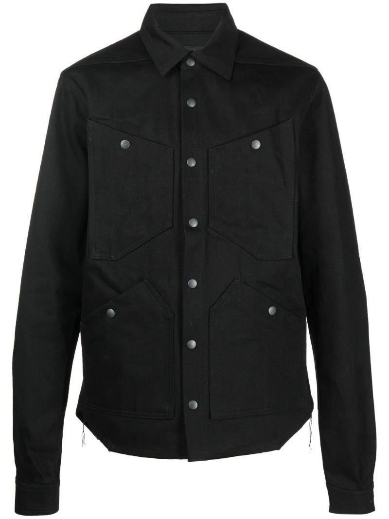 Black Cotton Denim Shirt Jacket