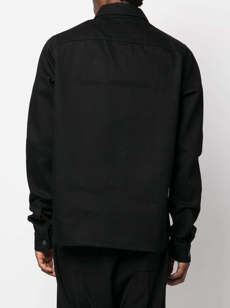 Black Cotton Denim Shirt Jacket