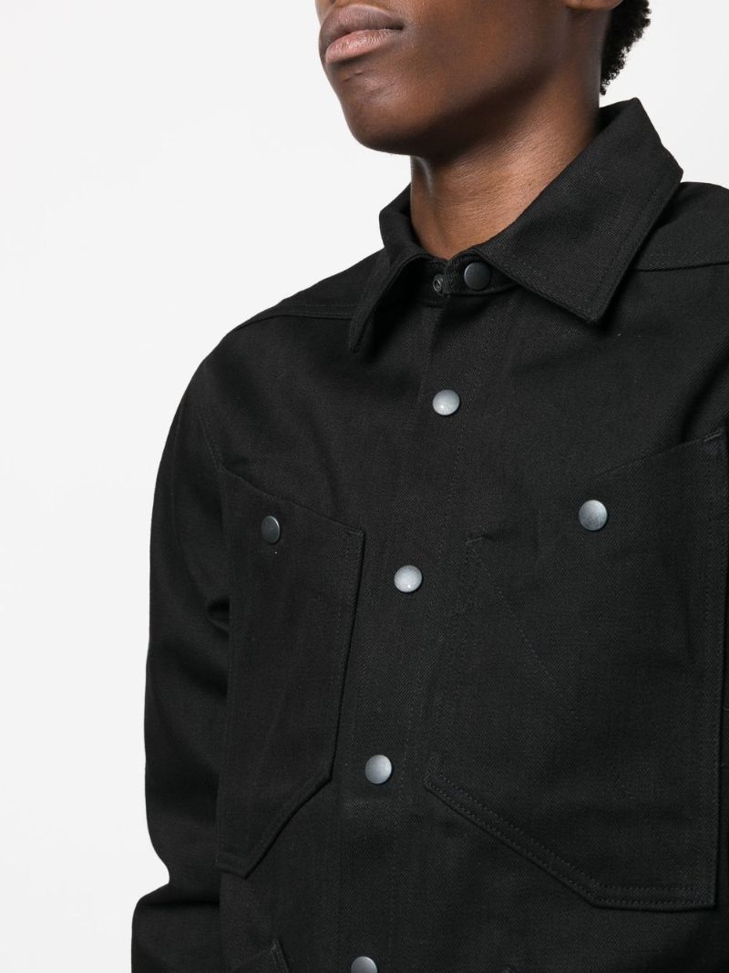 Black Cotton Denim Shirt Jacket