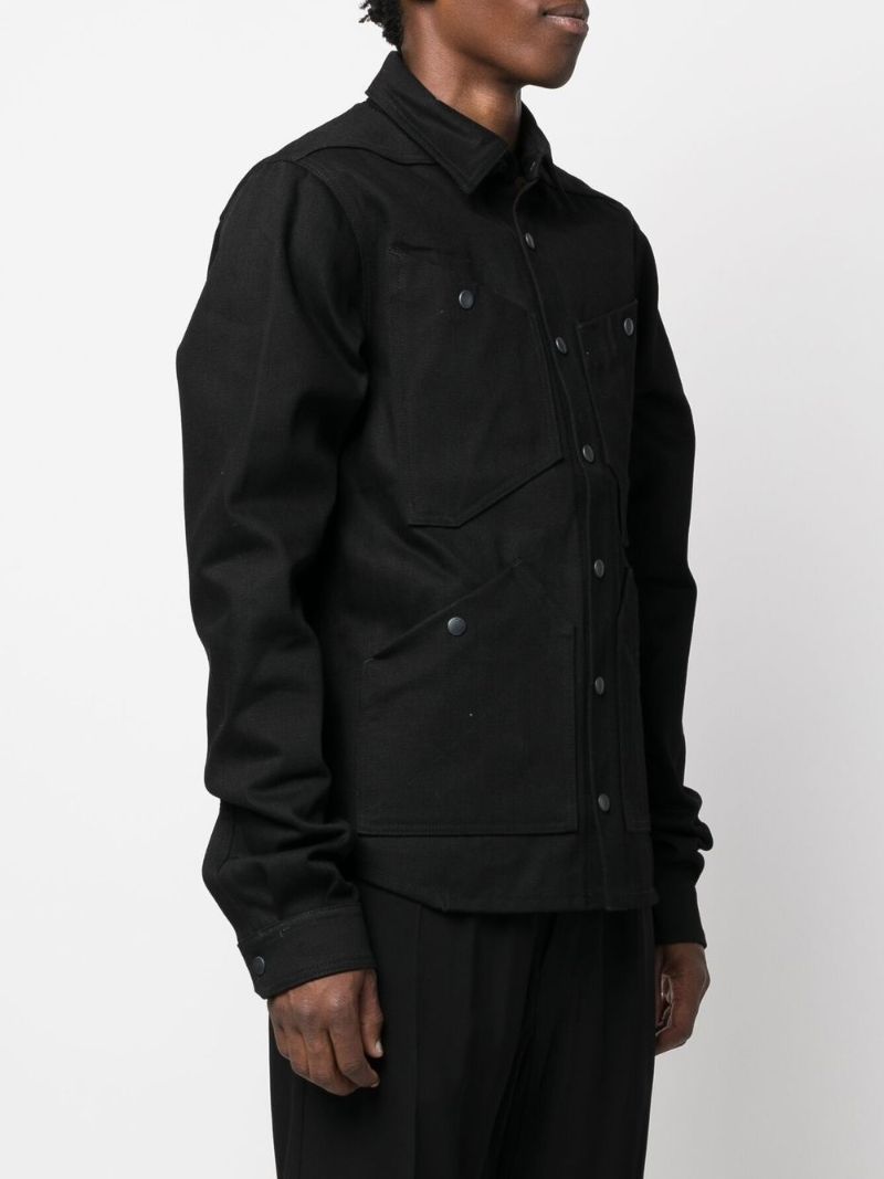 Black Cotton Denim Shirt Jacket