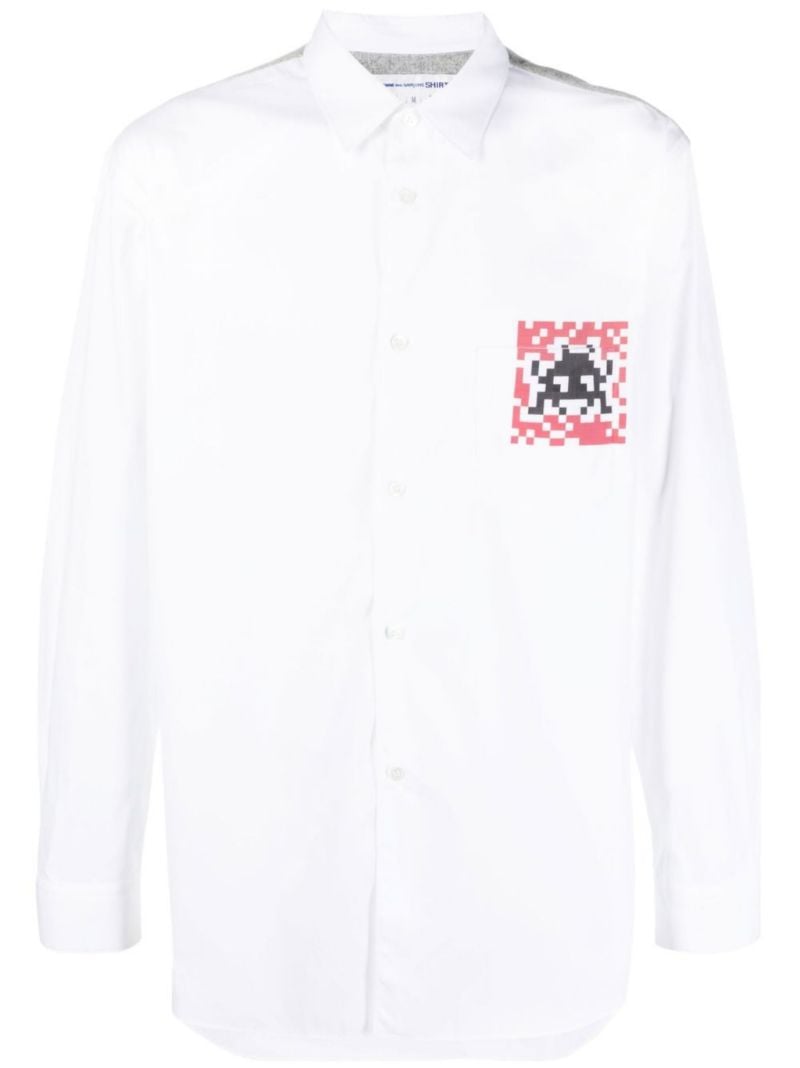 White Space Invaders Cotton Shirt