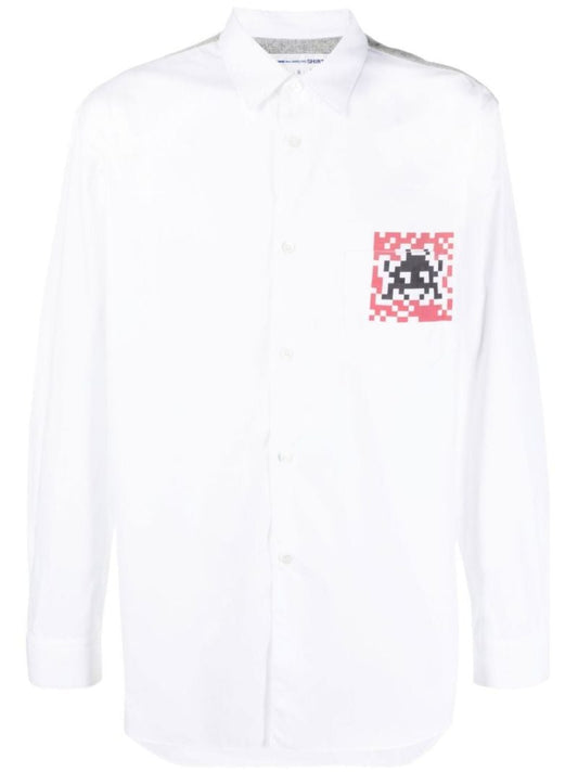 White Space Invaders Cotton Shirt