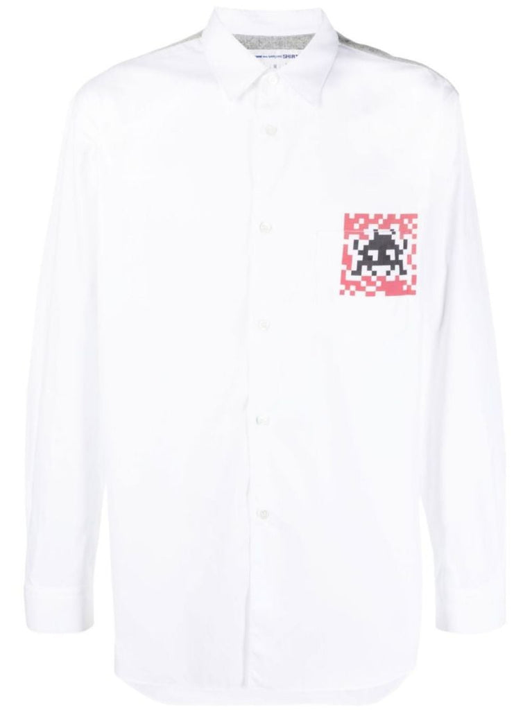 White Space Invaders Cotton Shirt