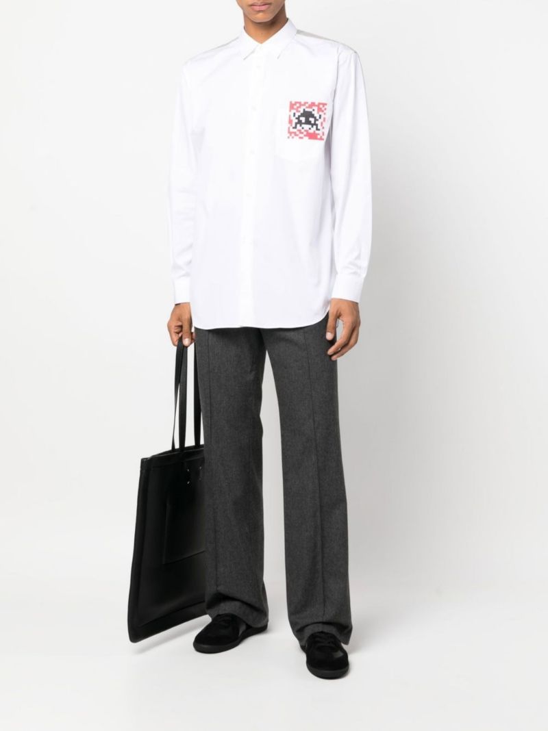 White Space Invaders Cotton Shirt