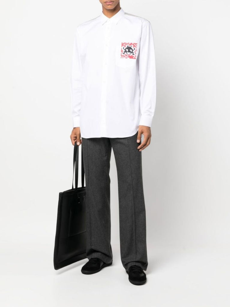 White Space Invaders Cotton Shirt