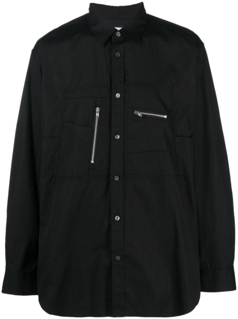 Black Pocket Detail Cotton Shirt