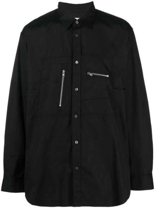 Black Pocket Detail Cotton Shirt