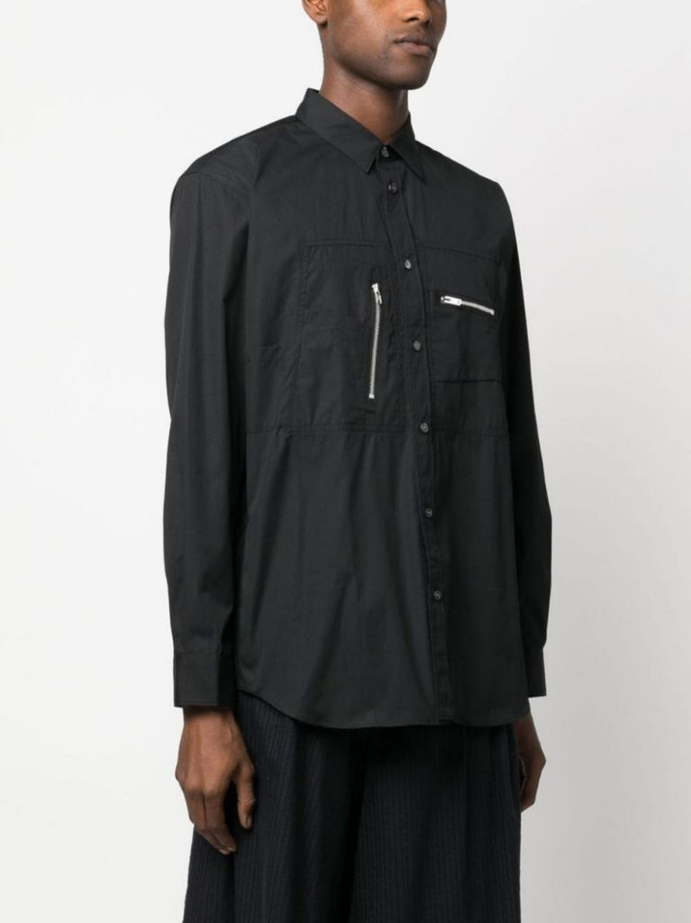 Black Pocket Detail Cotton Shirt