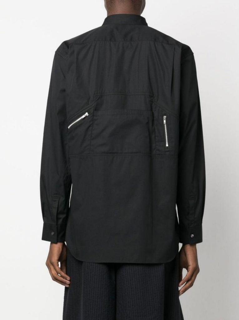 Black Pocket Detail Cotton Shirt