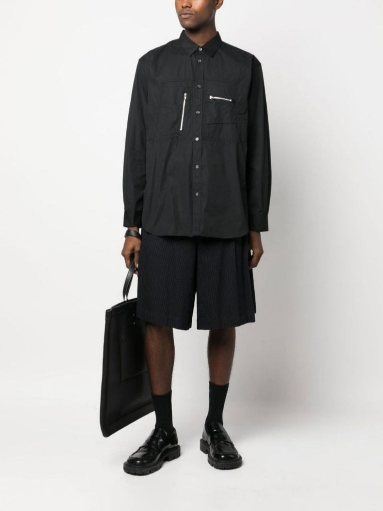 Black Pocket Detail Cotton Shirt
