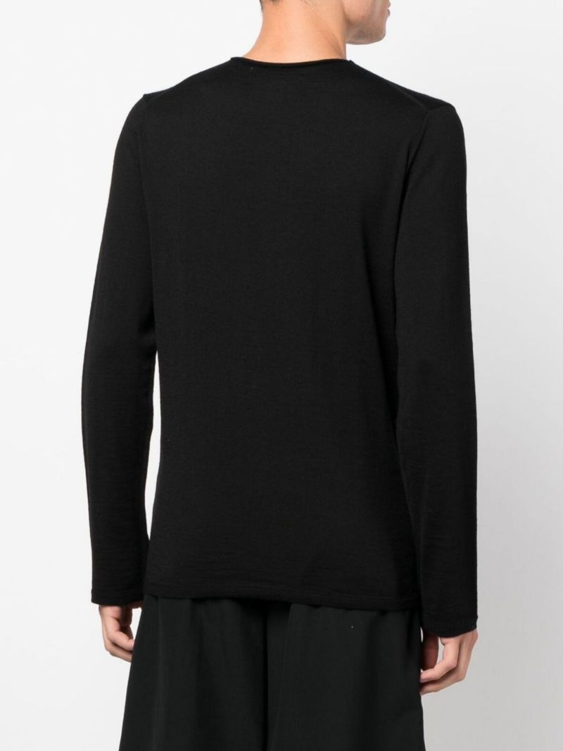 Black Graphic Print Wool Sweater