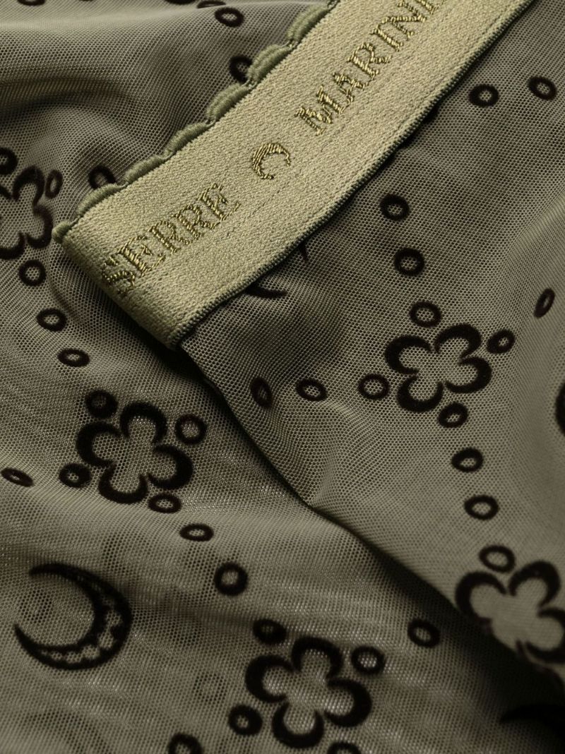 Green Monogram Flocked Mesh Tights
