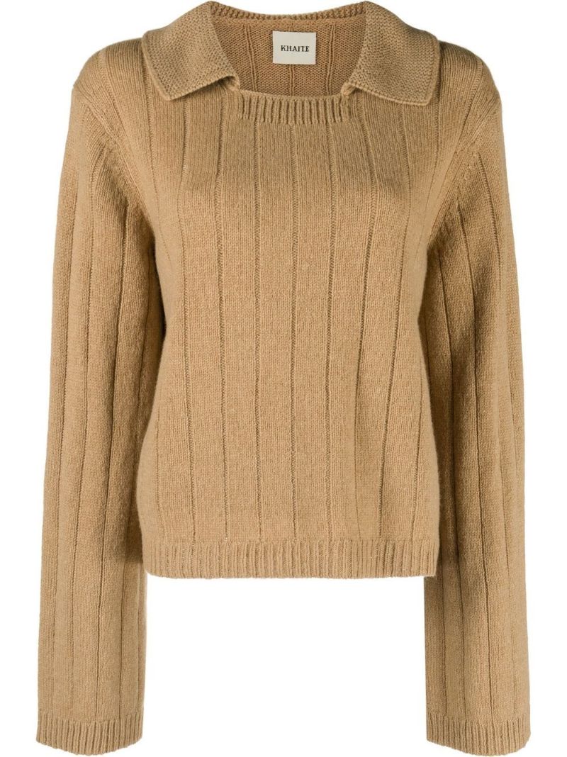 Neutral Mateo V-neck Cashmere Sweater