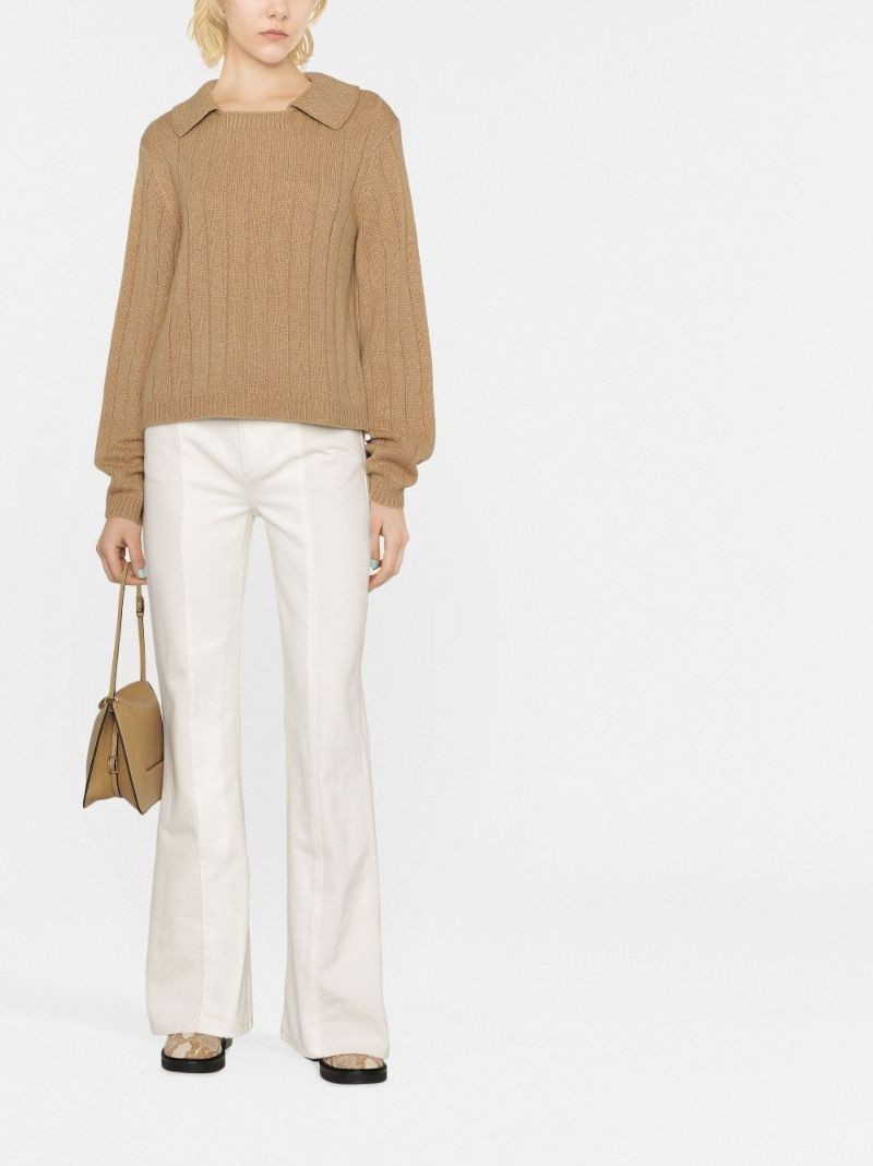 Neutral Mateo V-neck Cashmere Sweater