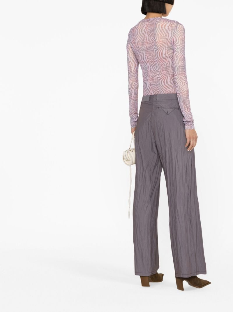 Purple Serene Crinkled Straight-leg Trousers