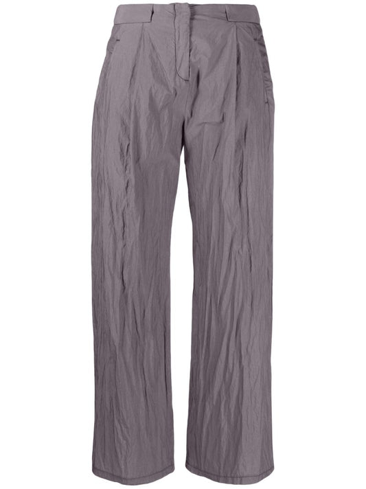Purple Serene Crinkled Straight-leg Trousers