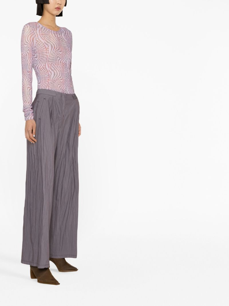 Purple Serene Crinkled Straight-leg Trousers