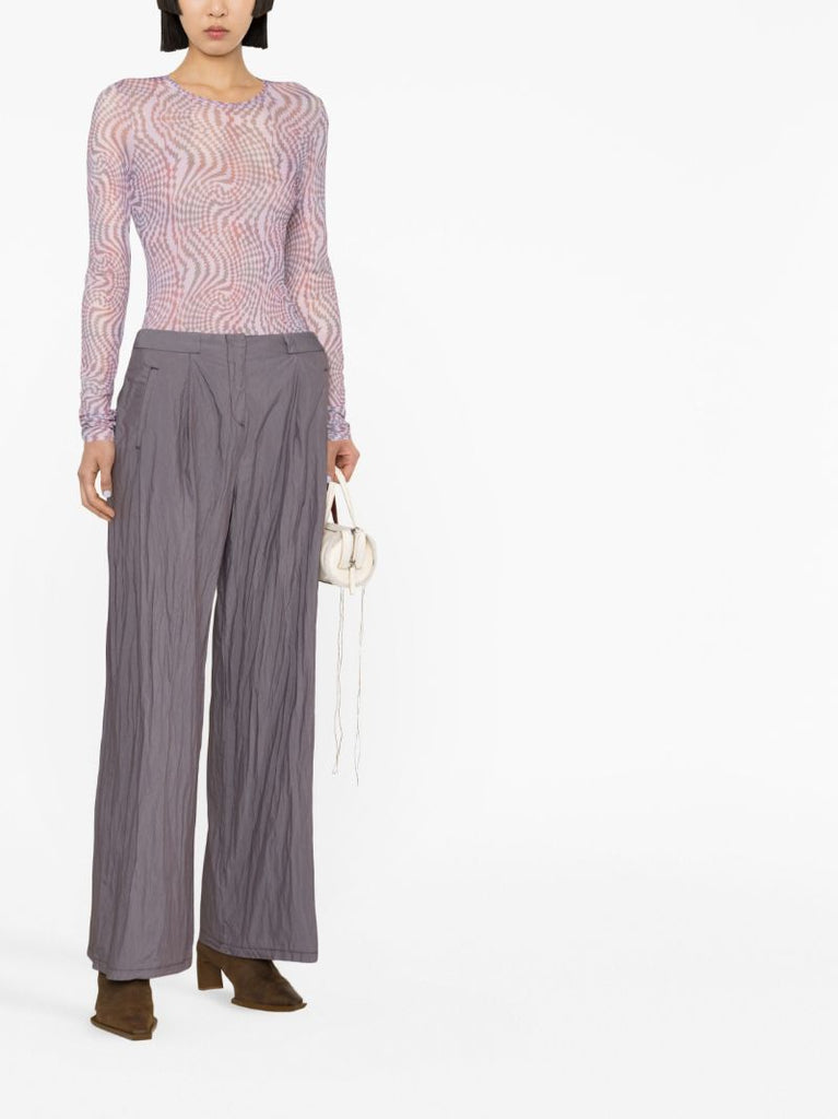 Purple Serene Crinkled Straight-leg Trousers