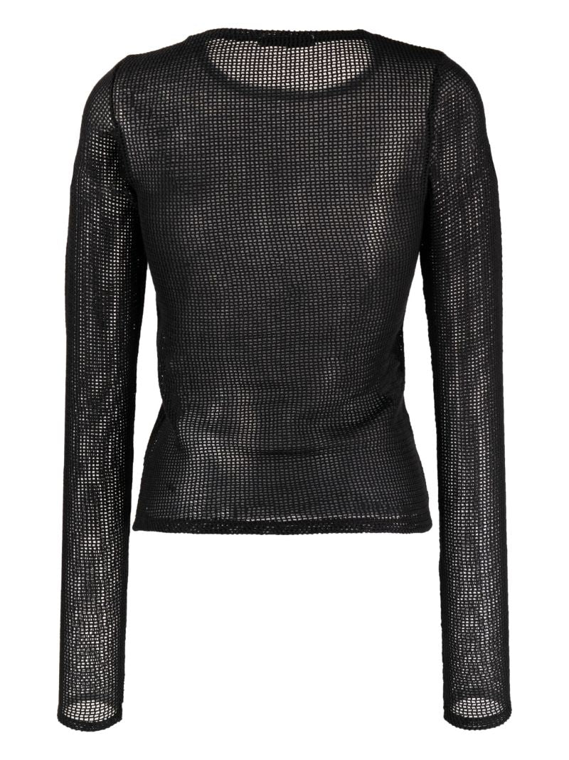 Black Cotton Mesh Sweater