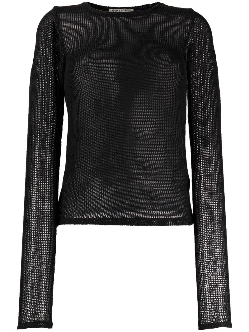 Black Cotton Mesh Sweater