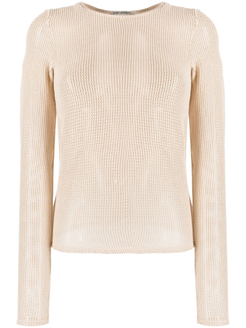 Neutral Open-knit Cotton Sweater