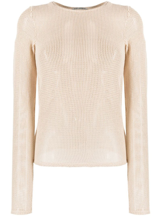 Neutral Open-knit Cotton Sweater