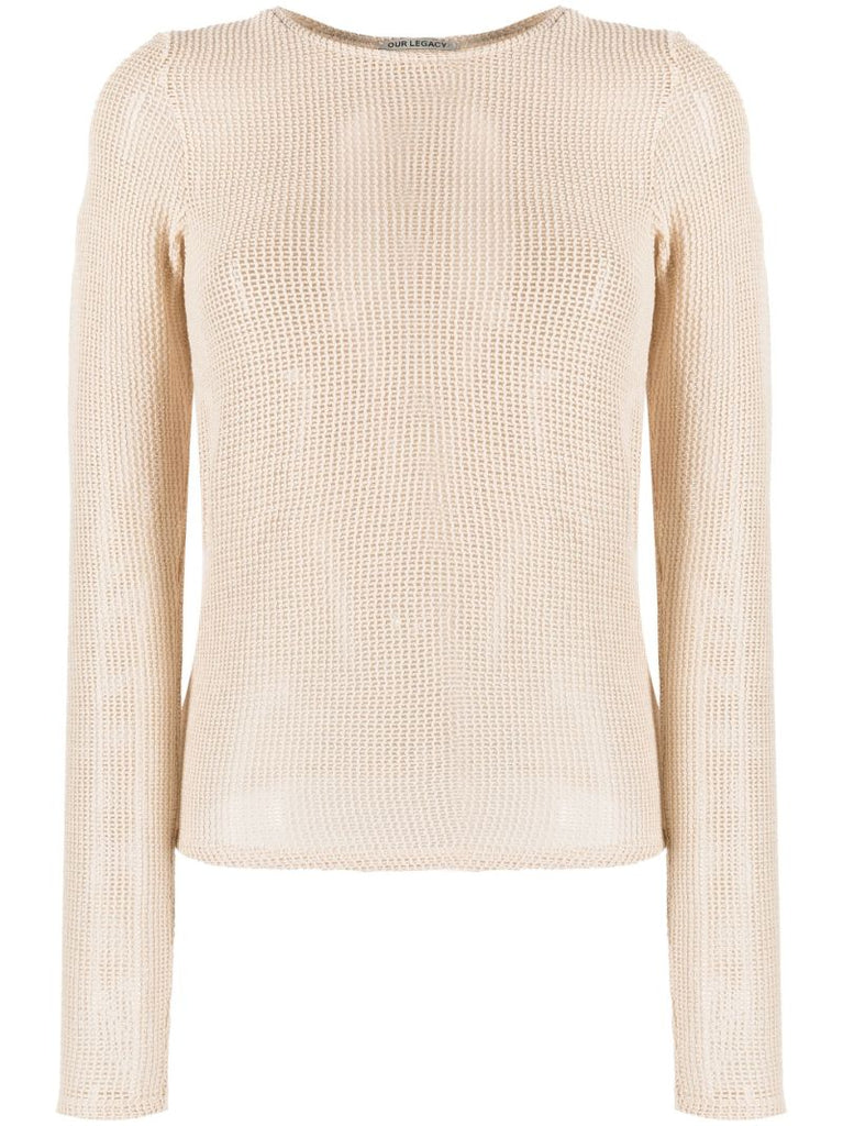 Neutral Open-knit Cotton Sweater