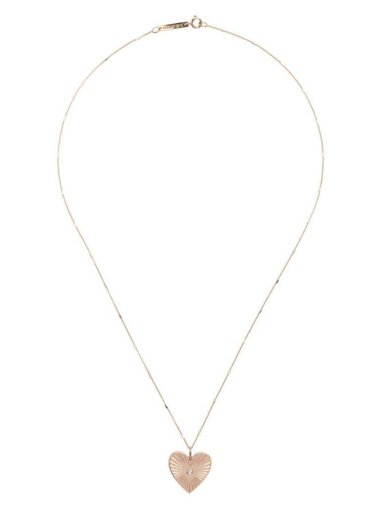 14k Yellow Gold Radiant Heart Medallion Diamond Necklace